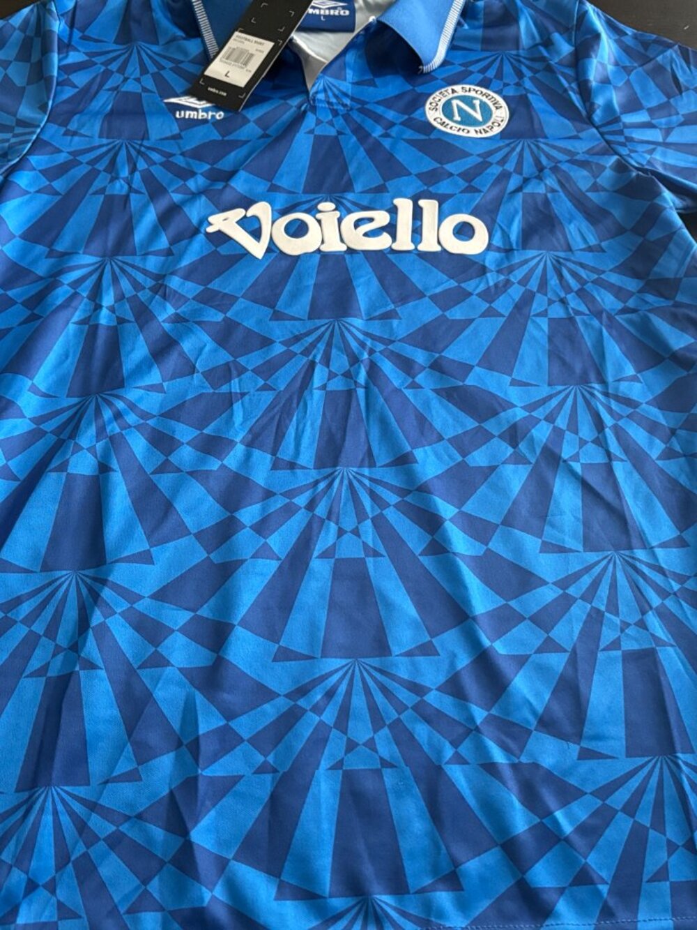 NEW Umbro Napoli 1991 1992 Blue Home Soccer Football Jersey Size Large - Picture 2 of 5